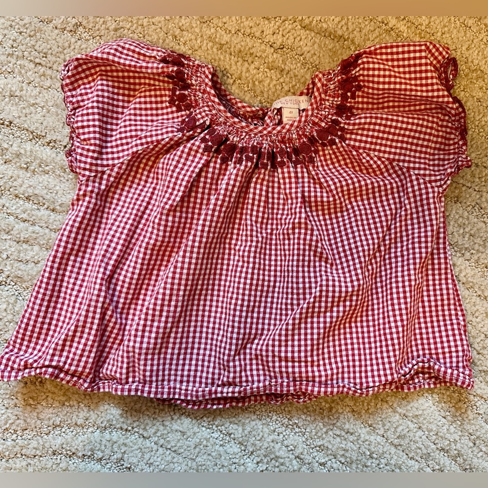 Pink Chicken Red Gingham shirt